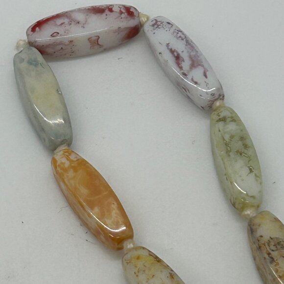 Vintage Multi-Color Glass Beaded Necklace 50" Hand Knotted With Spring Clasp - Picture 12 of 13